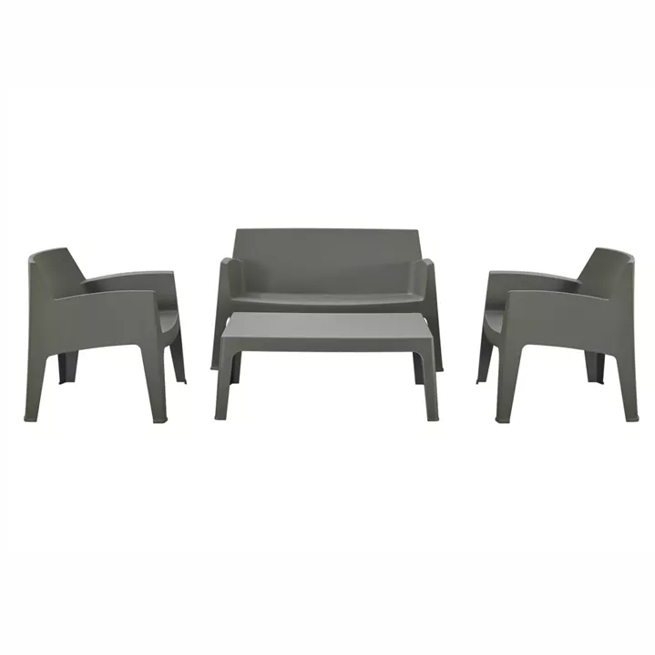 LOUNGE SET 4PCS SLEEK HM21268.05 DARK OLIVE GREEN POLYPROPYLENE