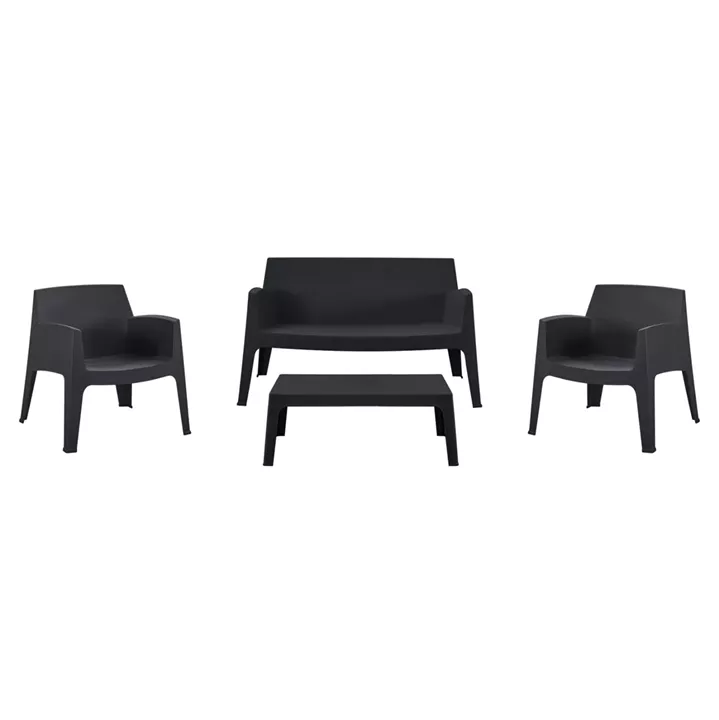 LOUNGE SET 4PCS SLEEK HM21275.02 POLYPROPYLENE IN BLACK