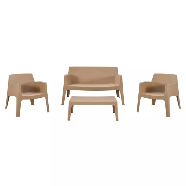 LOUNGE SET 4PCS SLEEK HM21275.03 POLYPROPYLENE IN CAPPUCCINO