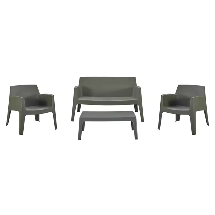 LOUNGE SET 4PCS SLEEK HM21275.05 POLYPROPYLENE IN DARK OLIVE GREEN