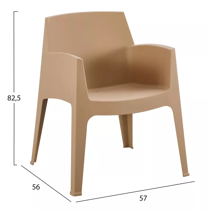 POLYPROPYLENE ARMCHAIR SLEEK HM6370.03 CAPPUCCINO 57x56x82.5Hcm.