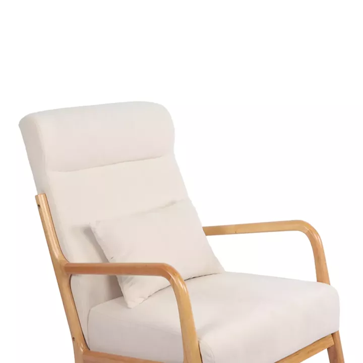 Rotating armchair Edeldy pakoworld cream fabric and legs in natural color 102x66x99cm