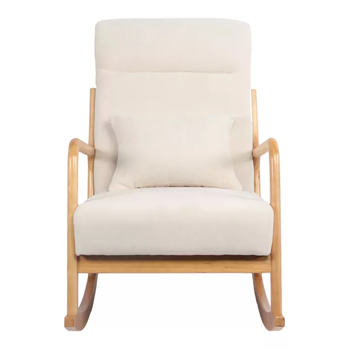 Rotating armchair Edeldy pakoworld cream fabric and legs in natural color 102x66x99cm