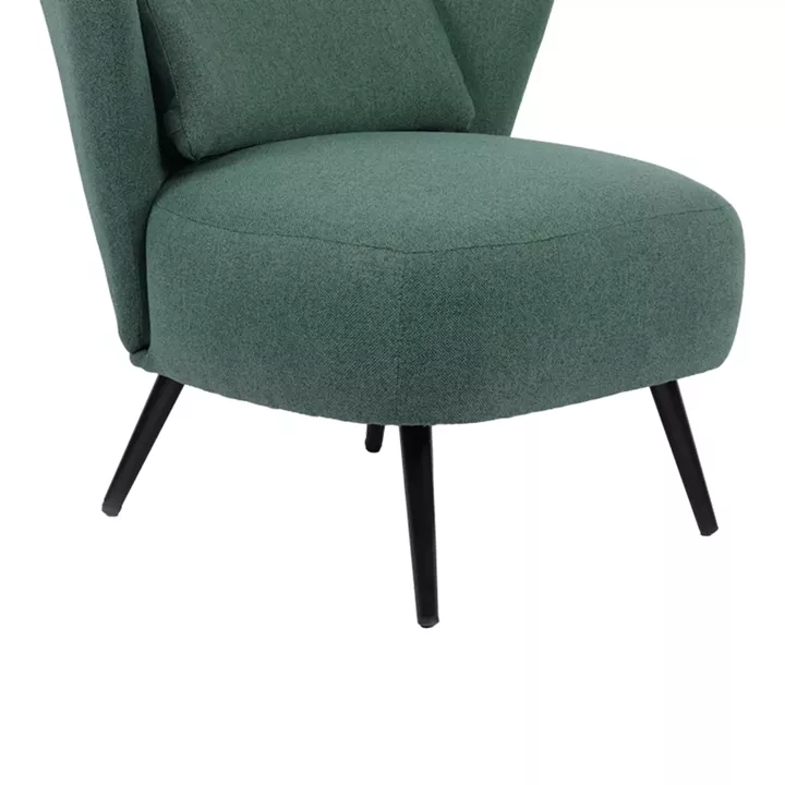 Armchair Nagreta pakoworld green fabric and metal legs in black color 77x73x74cm