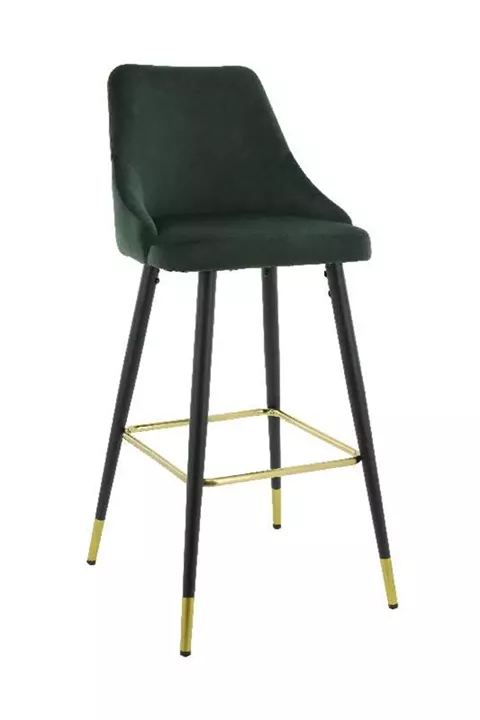 Artekko Obreems Σκαμπώ Bar Πράσινο Βελούδινο Ύφασμα, με Χρυσό Τελείωμα Ποδιών (50x57x109)cm