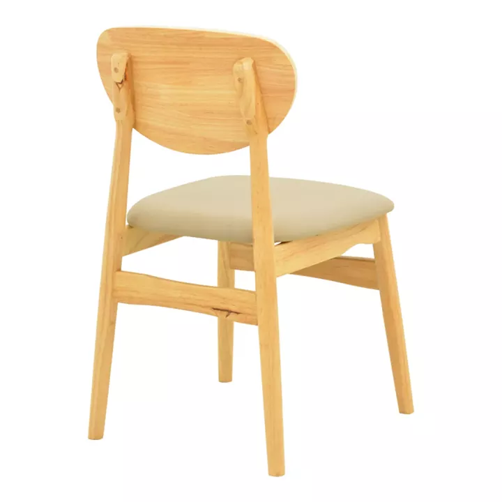 Καρέκλα Cardith pakoworld rubberwood-plywood σε φυσική απόχρωση-pu μπεζ 48x51x78εκ