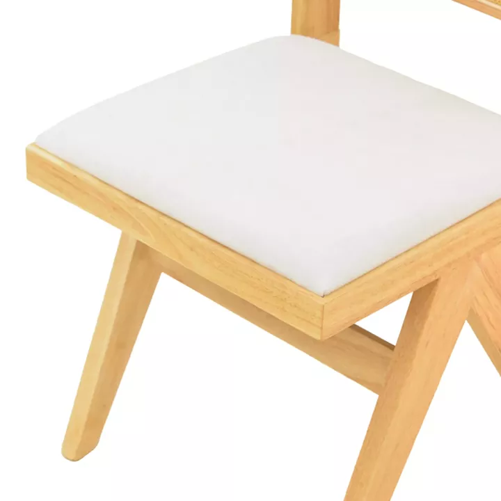 Καρέκλα Winslow pakoworld rubberwood σε φυσική απόχρωση-ύφασμα λευκό 46x58x80εκ