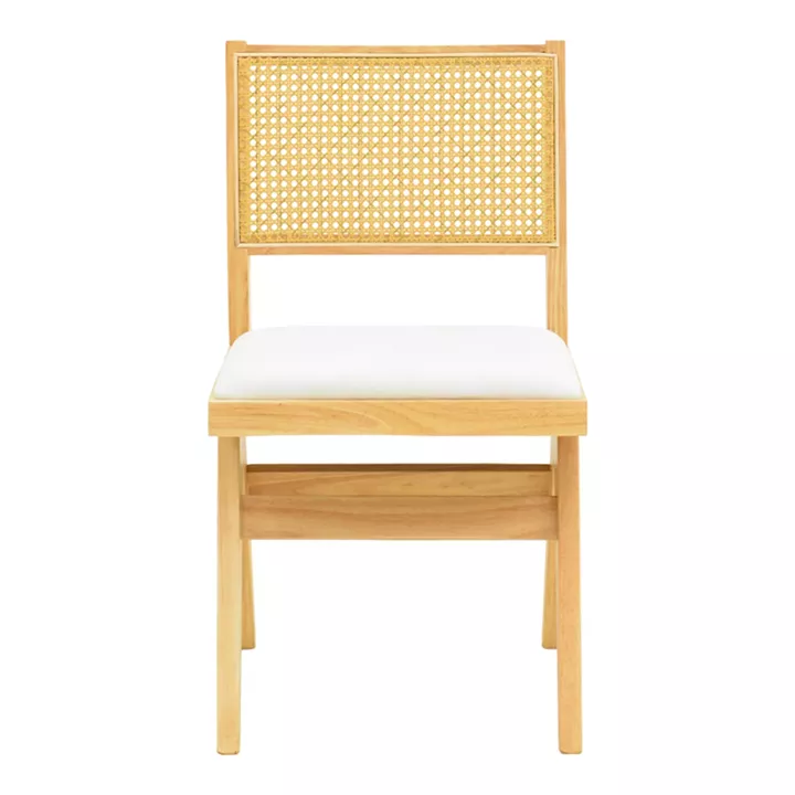 Καρέκλα Winslow pakoworld rubberwood σε φυσική απόχρωση-ύφασμα λευκό 46x58x80εκ