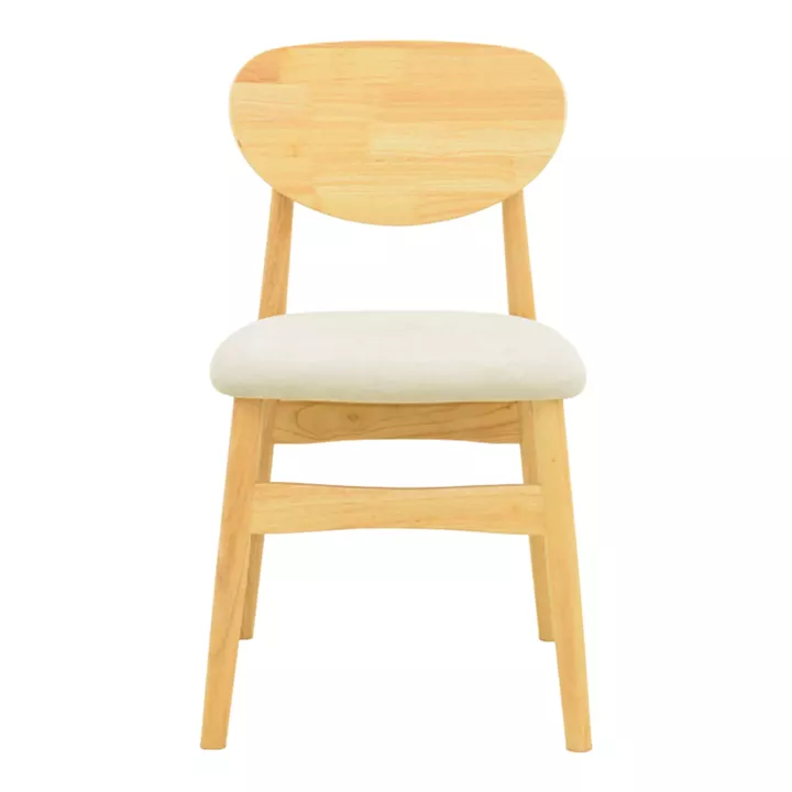 Καρέκλα Cardith pakoworld rubberwood-plywood σε φυσική απόχρωση-ύφασμα γκρι-μπεζ 48x51x78εκ