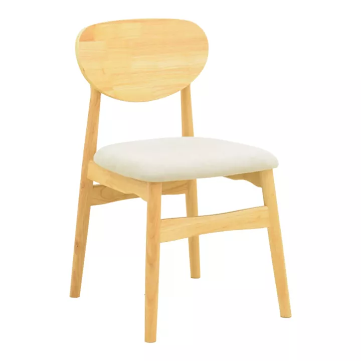 Καρέκλα Cardith pakoworld rubberwood-plywood σε φυσική απόχρωση-ύφασμα γκρι-μπεζ 48x51x78εκ