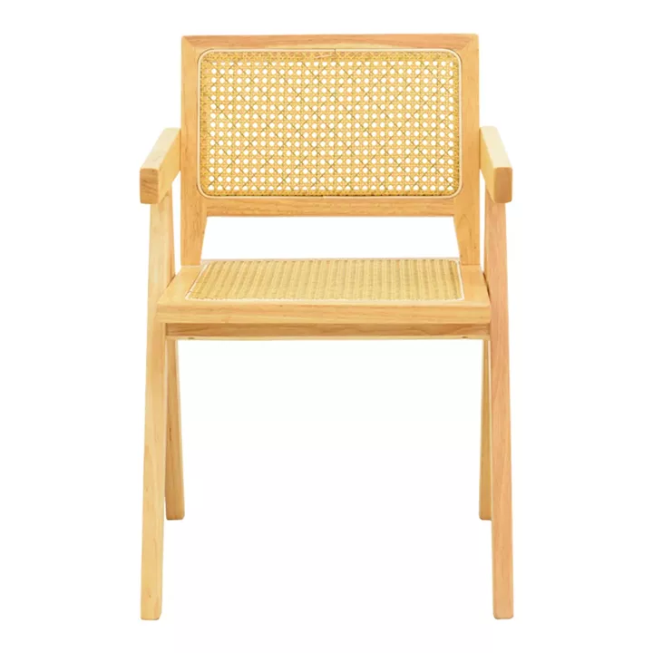 Πολυθρόνα Winslow pakoworld rubberwood-rattan σε φυσική απόχρωση 51x54x80εκ