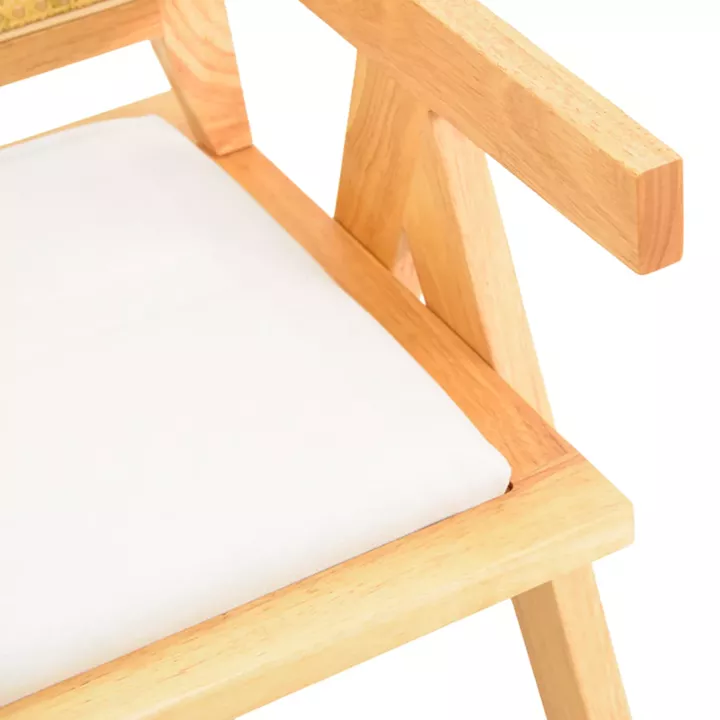 Πολυθρόνα Winslow pakoworld rubberwood σε φυσική απόχρωση-ύφασμα λευκό 51x54x80εκ