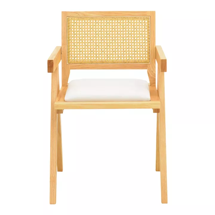 Πολυθρόνα Winslow pakoworld rubberwood σε φυσική απόχρωση-ύφασμα λευκό 51x54x80εκ