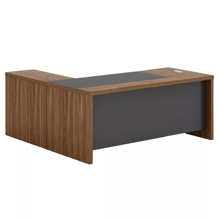Professional reversible corner office desk Oscar pakoworld walnut-charcoal 200x188,6x76cm