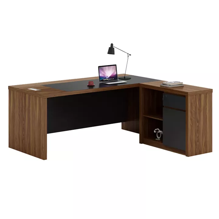 Professional reversible corner office desk Oscar pakoworld walnut-charcoal 200x188,6x76cm