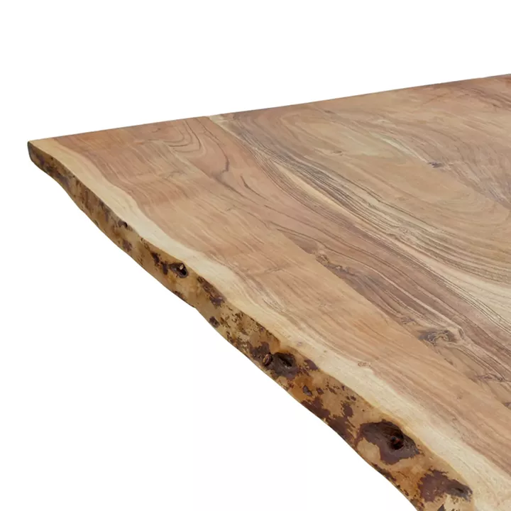 Lenoua pakoworld table solid acacia wood thickness 3.7-4cm in natural shade with black metal legs 180x90x76cm