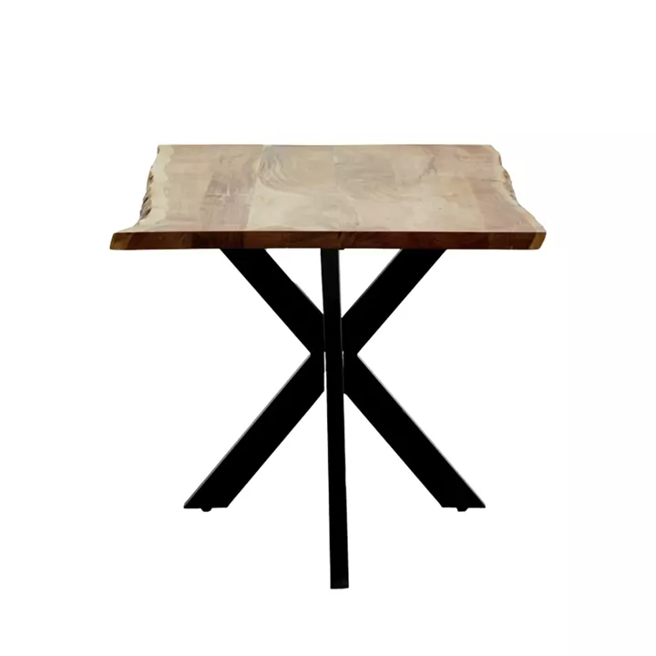 Lenoua pakoworld table solid acacia wood thickness 3.7-4cm in natural shade with black metal legs 180x90x76cm