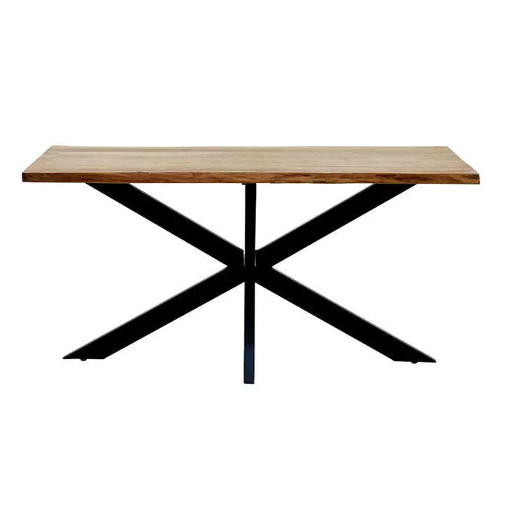 Lenoua pakoworld table solid acacia wood thickness 3.7-4cm in natural shade with black metal legs 180x90x76cm