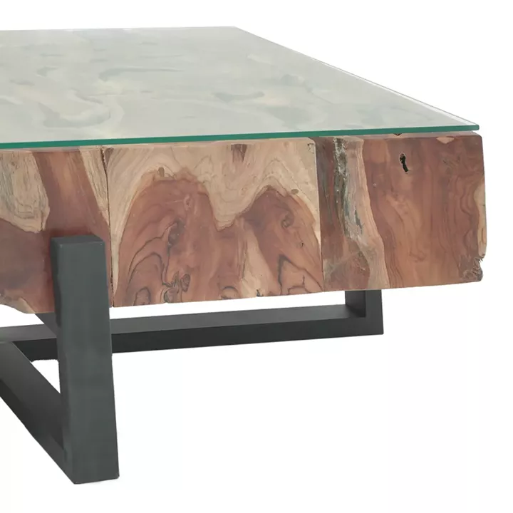 Borth coffee table Inart teak wood in natural color 135x90x40cm