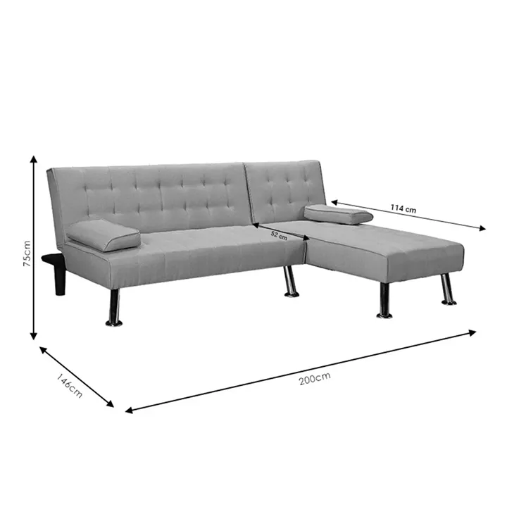 Corner sofa bed reversible Brisk pakoworld fabric with anthracite shade 200x146x75cm