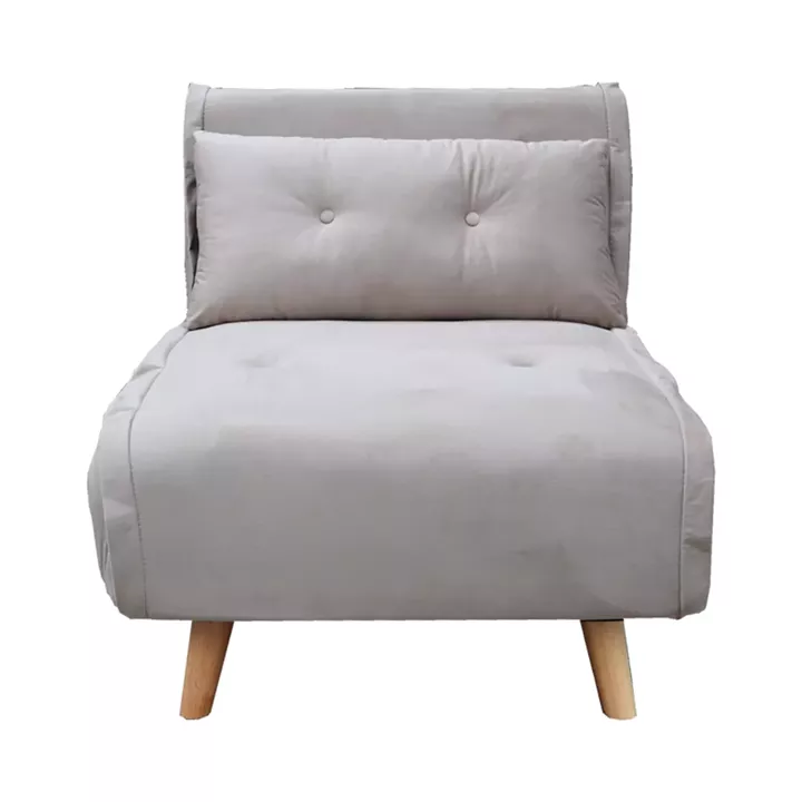 Armchair-bed Josuane I pakoworld velvet in grey shade 78x80x81cm