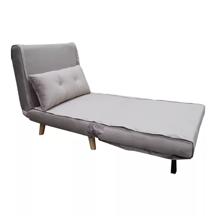 Armchair-bed Josuane I pakoworld velvet in grey shade 78x80x81cm