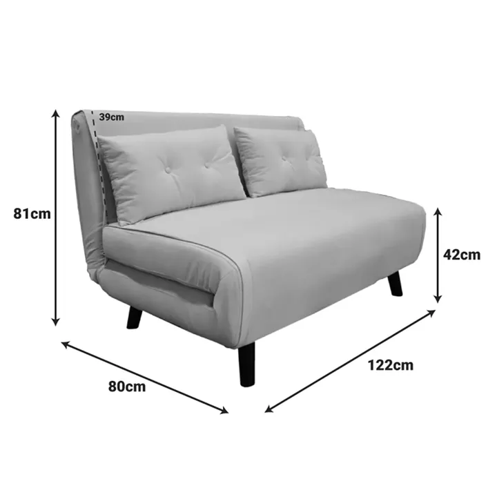 Sofa-bed Josuane I pakoworld two-seater velvet in grey  color 122x80x81cm