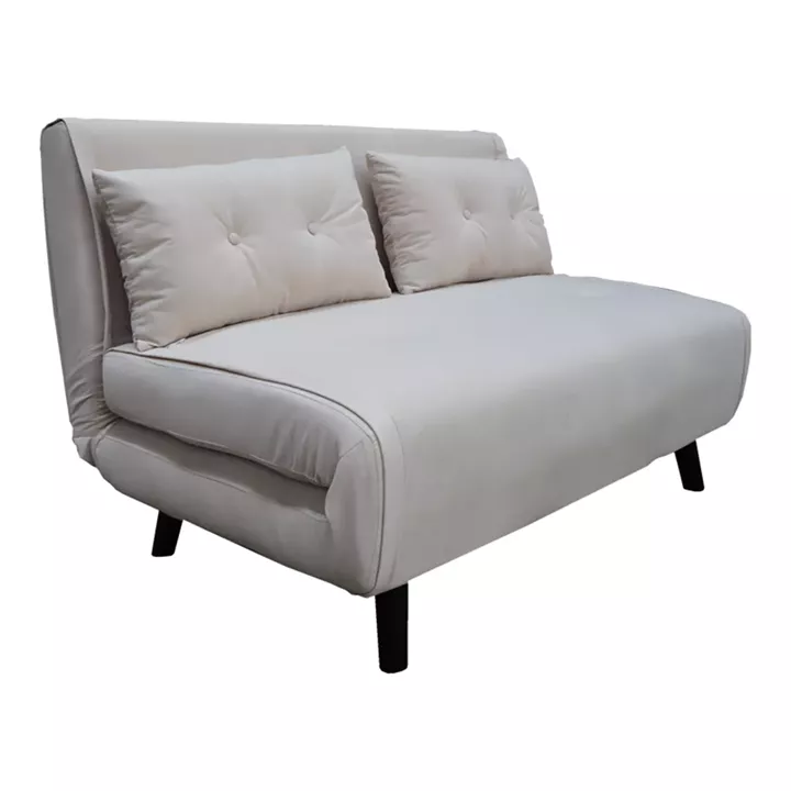 Sofa-bed Josuane I pakoworld two-seater velvet in grey  color 122x80x81cm