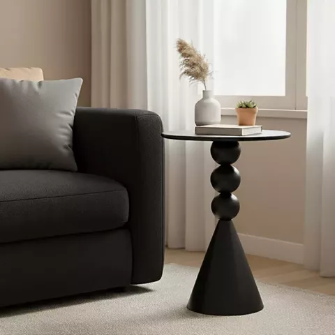 Side table Bilane pakoworld metal in black shade D39x55cm