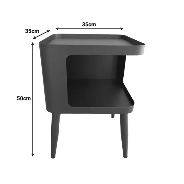 Cubino pakoworld metal side table in black shade 35x35x50cm