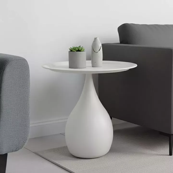 Βοηθητικό τραπέζι Samino pakoworld μέταλλο σε κρεμ απόχρωση Φ39x42εκ