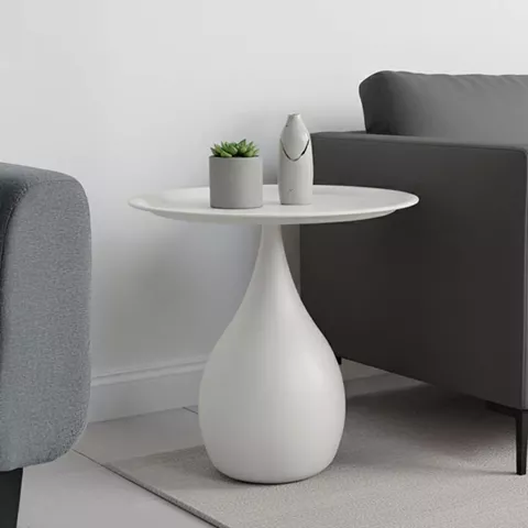 Samino pakoworld metal side table in cream shade D39x42cm