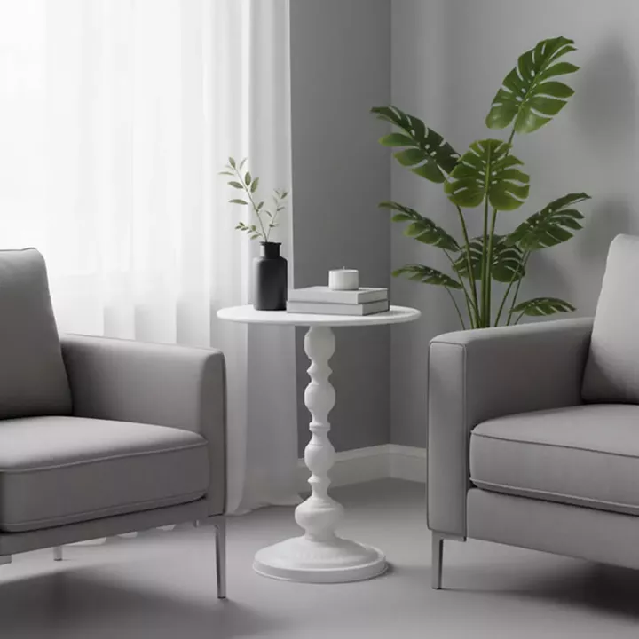 Anesor pakoworld metal side table in cream shade D40x52cm