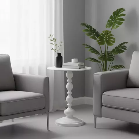 Anesor pakoworld metal side table in cream shade D40x52cm