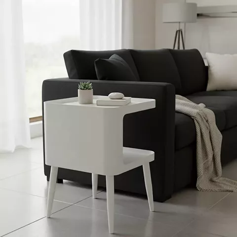 Βοηθητικό τραπέζι Cubino pakoworld μέταλλο σε κρεμ απόχρωση 35x35x50εκ