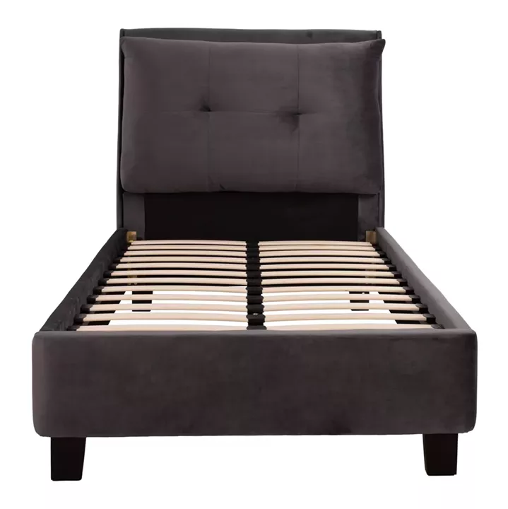 ΚΡΕΒΑΤΙ ΜΕ ΣΤΡΩΜΑ RILEY HM21282.01 ΓΚΡΙ ΒΕΛΟΥΔΟ--ΓΙΑ 90x200εκ