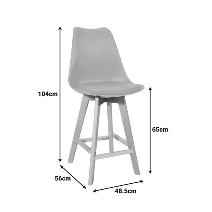 Gaston bar stool pakoworld pp-pu in cappuccino shade and wooden leg 48.5x56x104cm