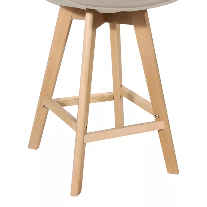 Gaston bar stool pakoworld pp-pu in cappuccino shade and wooden leg 48.5x56x104cm