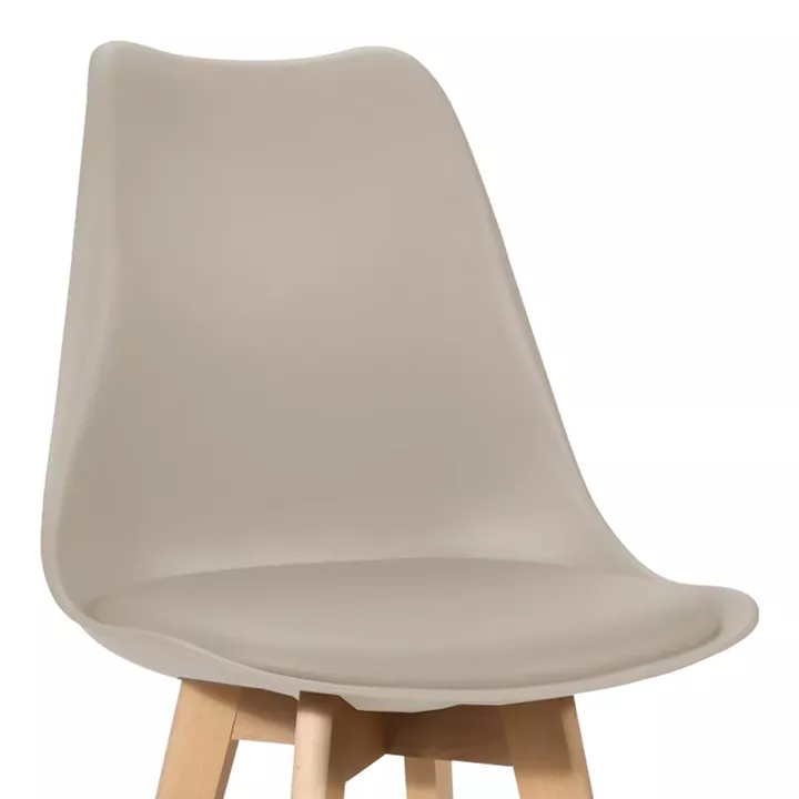 Gaston bar stool pakoworld pp-pu in cappuccino shade and wooden leg 48.5x56x104cm