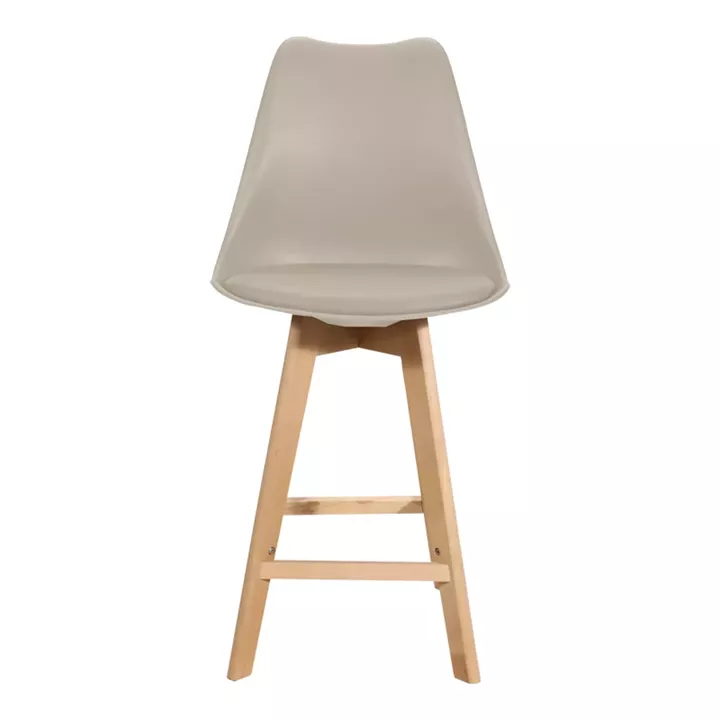 Gaston bar stool pakoworld pp-pu in cappuccino shade and wooden leg 48.5x56x104cm