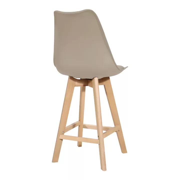 Gaston bar stool pakoworld pp-pu in cappuccino shade and wooden leg 48.5x56x104cm
