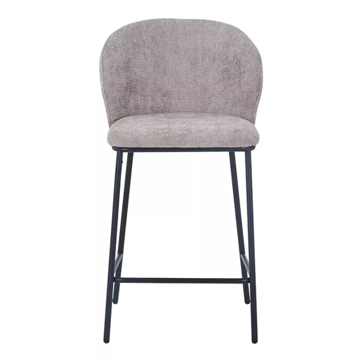 Bar stool Karg pakoworld beige fabric-black metal leg 49x46x93cm