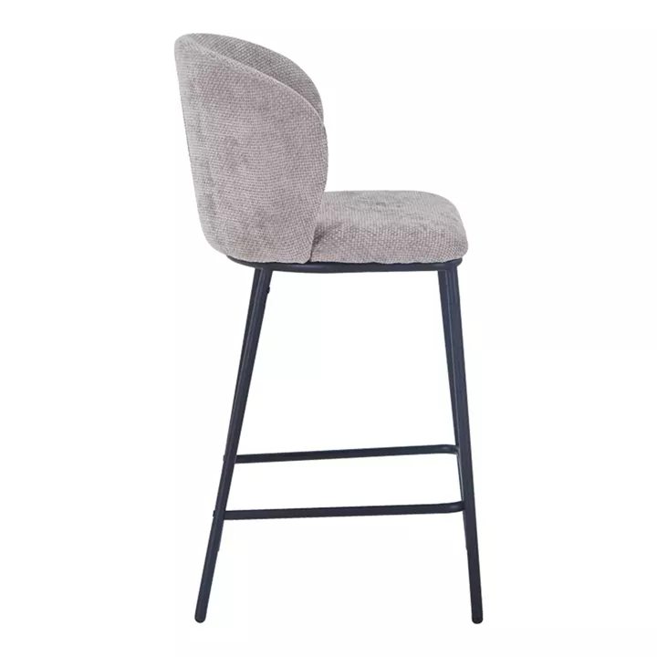 Bar stool Karg pakoworld beige fabric-black metal leg 49x46x93cm
