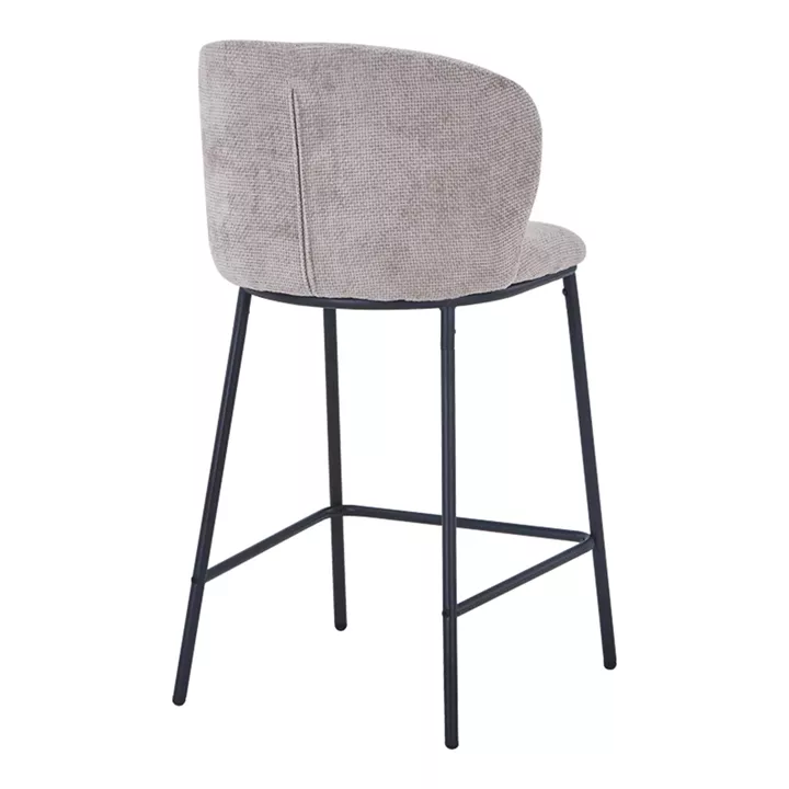 Bar stool Karg pakoworld beige fabric-black metal leg 49x46x93cm