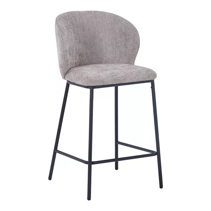 Bar stool Karg pakoworld beige fabric-black metal leg 49x46x93cm