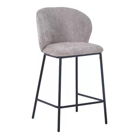 Bar stool Karg pakoworld beige fabric-black metal leg 49x46x93cm