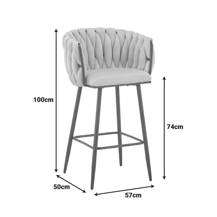 Vivian bar stool pakoworld rotten apple velvet-leg black metal 57x50x100cm