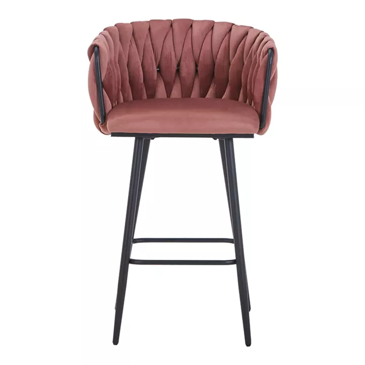 Vivian bar stool pakoworld rotten apple velvet-leg black metal 57x50x100cm