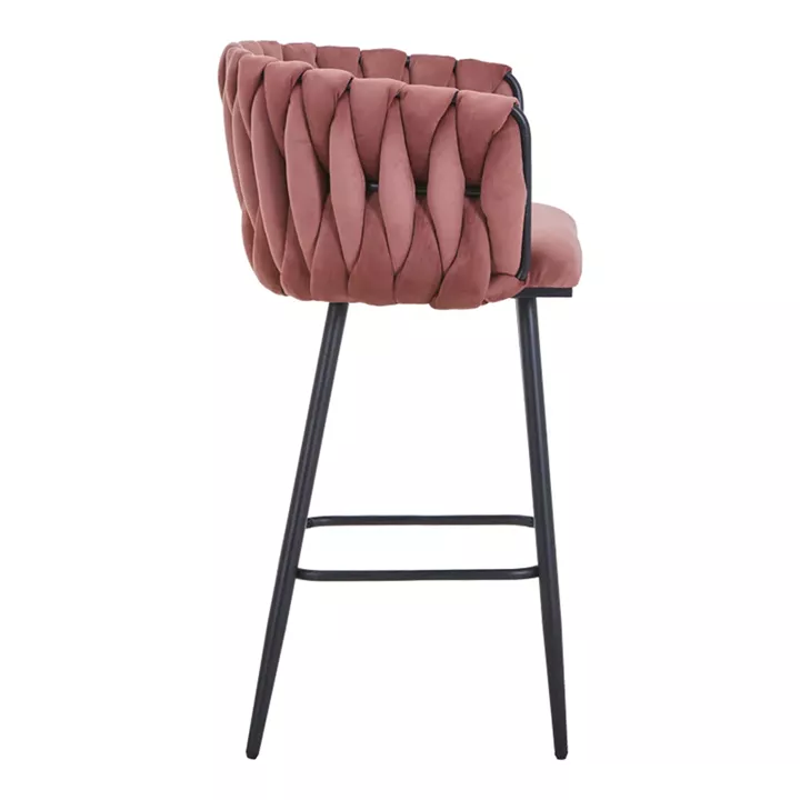 Vivian bar stool pakoworld rotten apple velvet-leg black metal 57x50x100cm