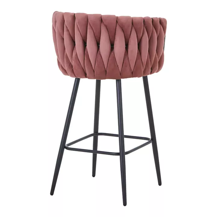 Vivian bar stool pakoworld rotten apple velvet-leg black metal 57x50x100cm